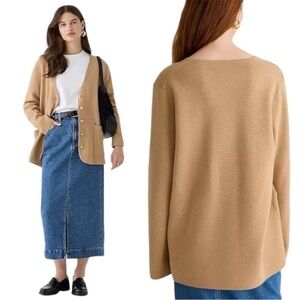 J. Crew Giselle V-neck Sweater Blazer in Heather Khaki Knit Cardigan M Neutral